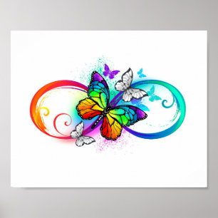 Póster Infinidad brillante con la mariposa arcoiris