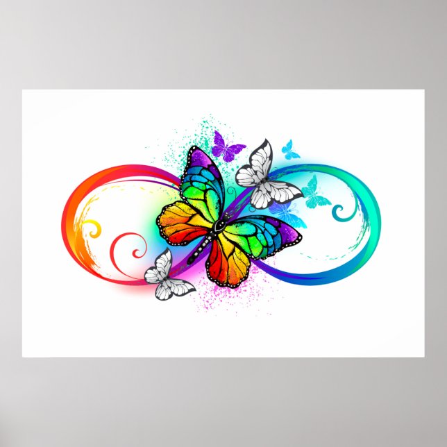 Póster Infinidad brillante con la mariposa arcoiris (Frente)
