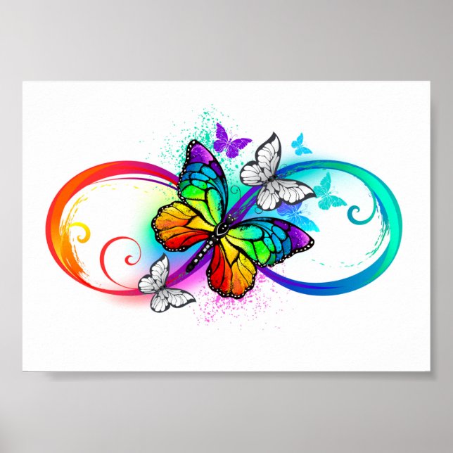 Póster Infinidad brillante con la mariposa arcoiris (Frente)