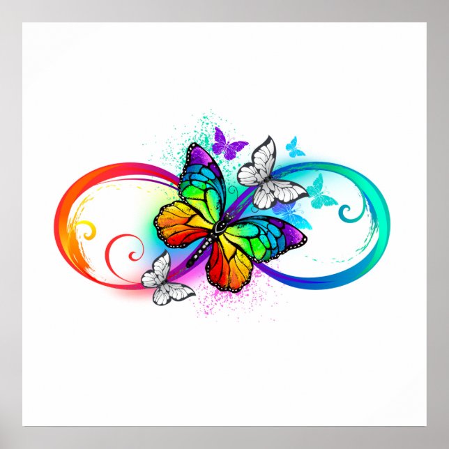 Póster Infinidad brillante con la mariposa arcoiris (Frente)