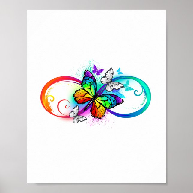 Póster Infinidad brillante con la mariposa arcoiris (Frente)