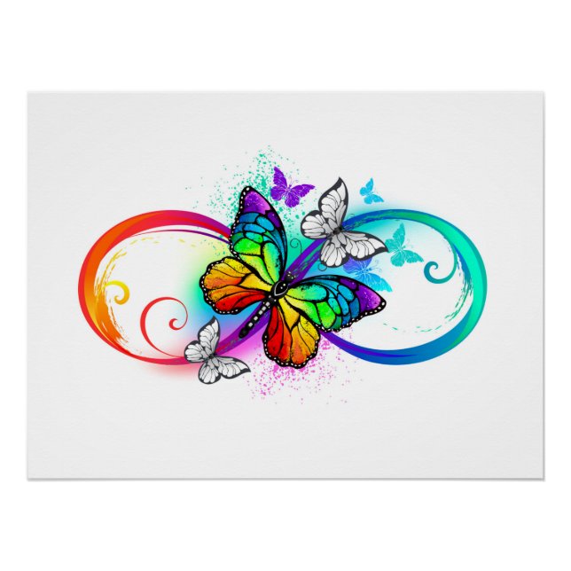 Póster Infinidad brillante con la mariposa arcoiris (Anverso)