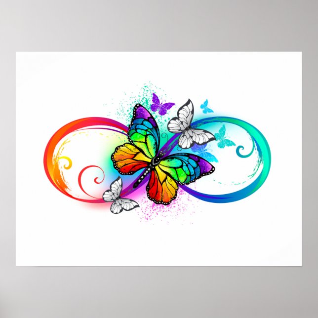 Póster Infinidad brillante con la mariposa arcoiris (Frente)