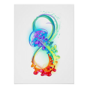 Póster Infinidad con las medusas del arcoiris
