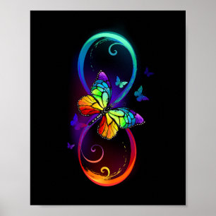 Póster Infinidad vibrante con mariposa arco iris sobre ne