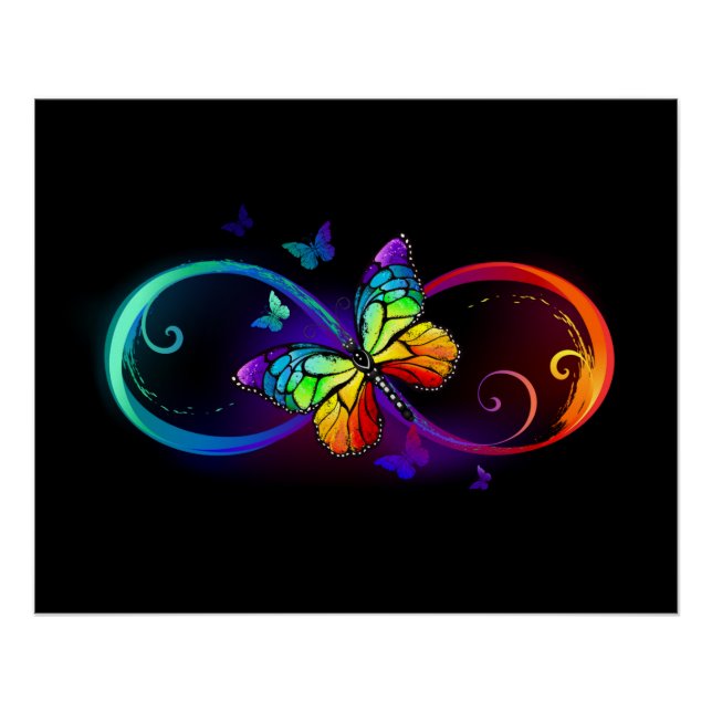 Póster Infinidad vibrante con mariposa arco iris sobre ne (Anverso)