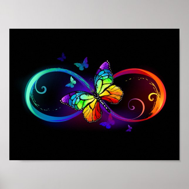 Póster Infinidad vibrante con mariposa arco iris sobre ne (Frente)