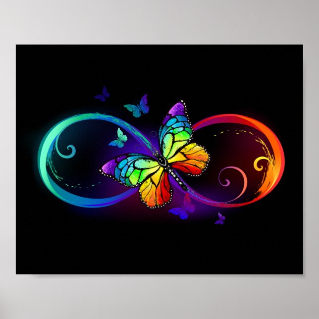 Póster Infinidad vibrante con mariposa arco iris sobre ne (Frente)