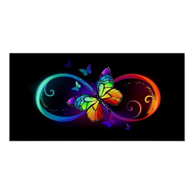 Póster Infinidad vibrante con mariposa arco iris sobre ne (Anverso)