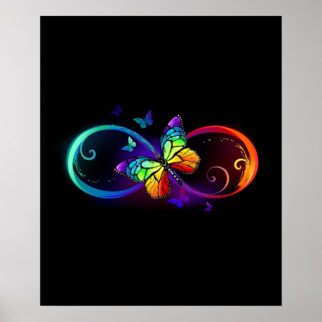 Póster Infinidad vibrante con mariposa arco iris sobre ne (Frente)