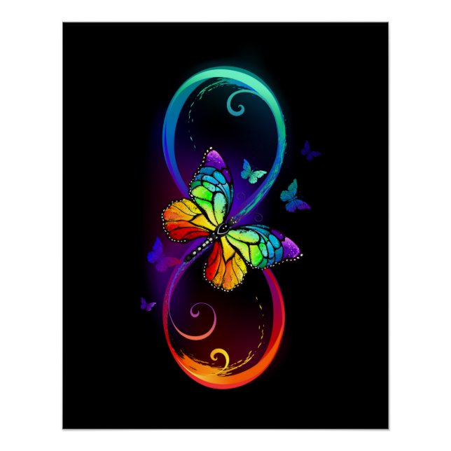 Póster Infinidad vibrante con mariposa arco iris sobre ne (Anverso)