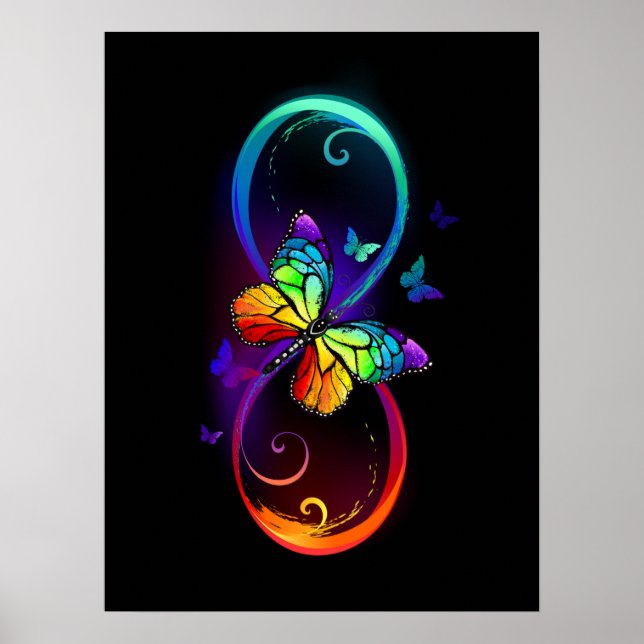 Póster Infinidad vibrante con mariposa arco iris sobre ne (Frente)