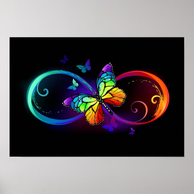 Póster Infinidad vibrante con mariposa arco iris sobre ne (Frente)