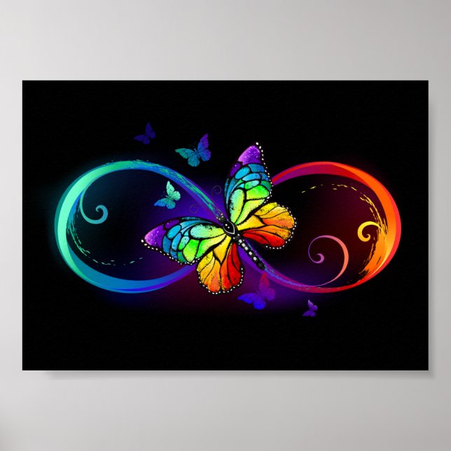 Póster Infinidad vibrante con mariposa arco iris sobre ne (Frente)