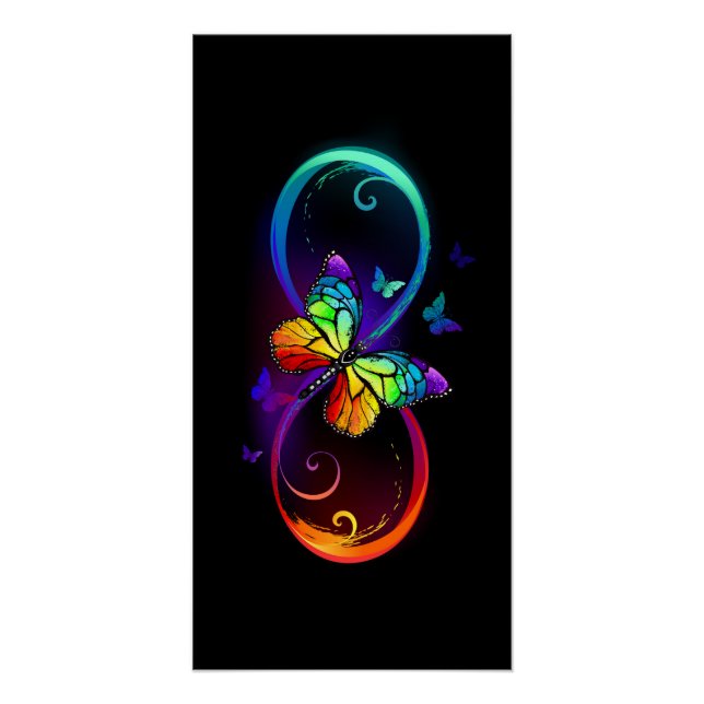 Póster Infinidad vibrante con mariposa arco iris sobre ne (Anverso)