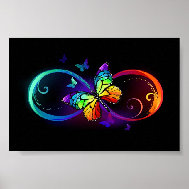 Póster Infinidad vibrante con mariposa arco iris sobre ne (Frente)