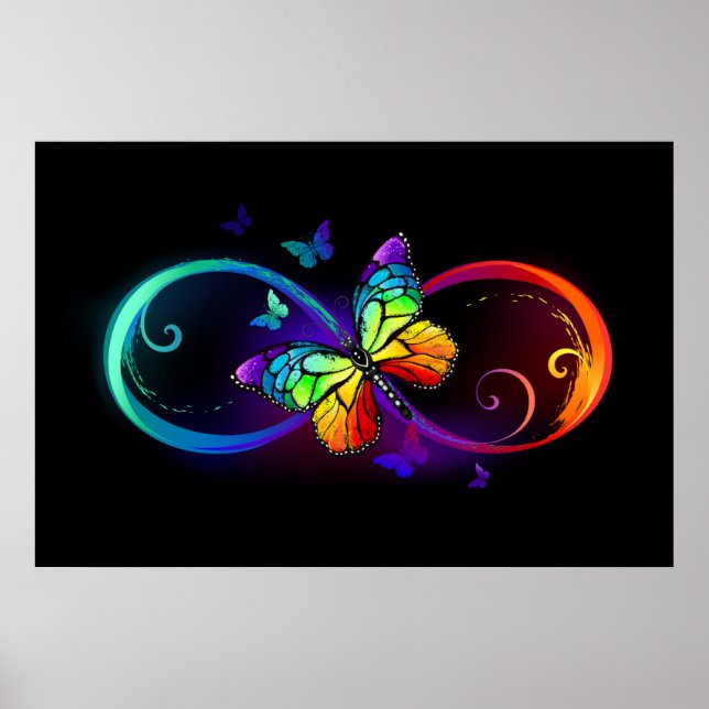 Póster Infinidad vibrante con mariposa arco iris sobre ne (Frente)