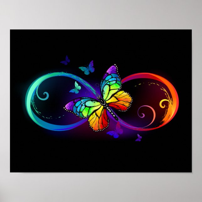 Póster Infinidad vibrante con mariposa arco iris sobre ne (Frente)