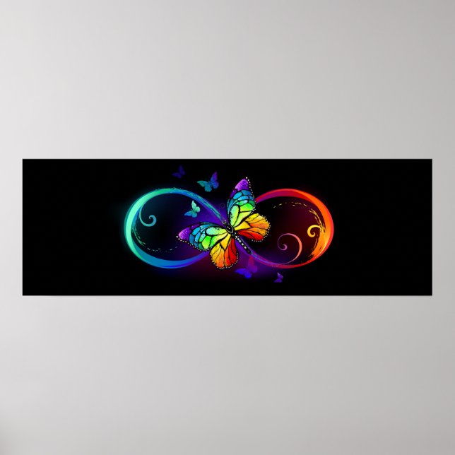 Póster Infinidad vibrante con mariposa arco iris sobre ne (Frente)