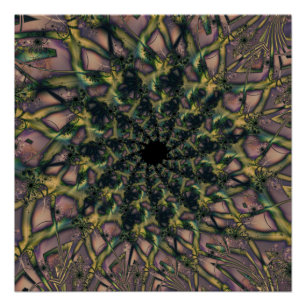 Póster Infinito   Arte fractal rosa y amarillo