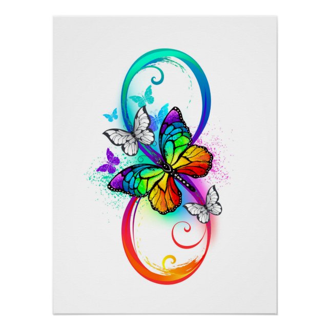 Póster Infinito brillante con mariposa arcoíris (Anverso)