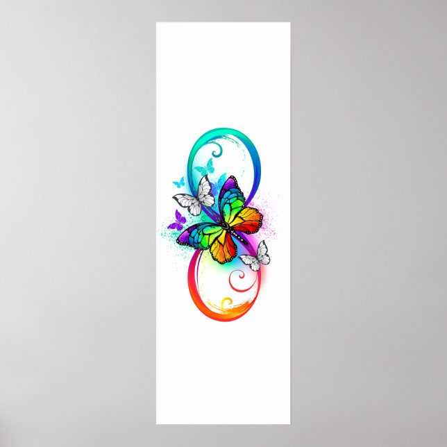 Póster Infinito brillante con mariposa arcoíris (Frente)