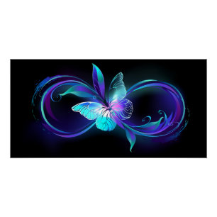 Póster Infinito brillante con mariposa mágica
