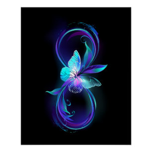 Póster Infinito brillante con mariposa mágica