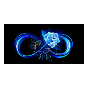 Póster Infinito brillante con rosa azul