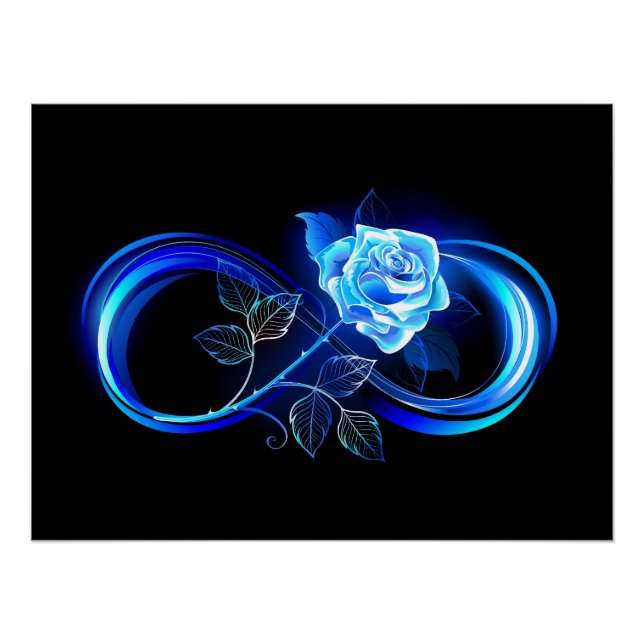 Póster Infinito brillante con rosa azul (Anverso)
