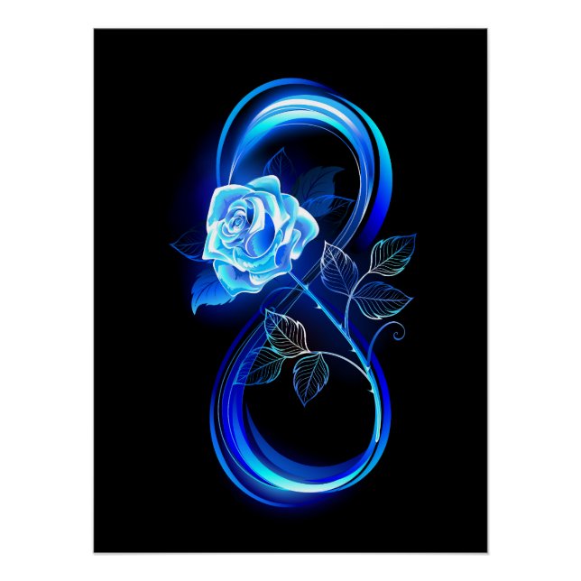 Póster Infinito brillante con rosa azul (Anverso)