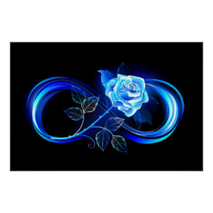 Póster Infinito brillante con rosa azul