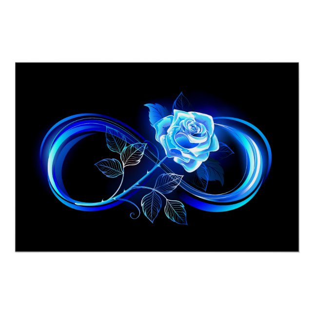 Póster Infinito brillante con rosa azul (Anverso)