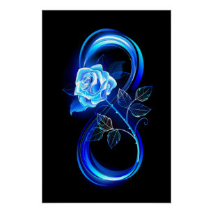 Póster Infinito brillante con rosa azul