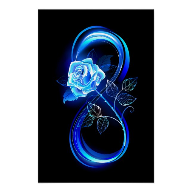 Póster Infinito brillante con rosa azul (Anverso)