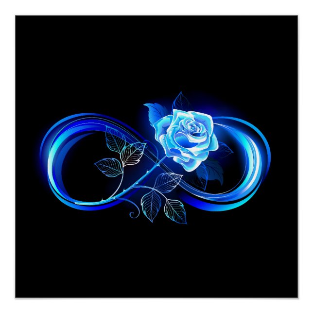 Póster Infinito brillante con rosa azul (Anverso)