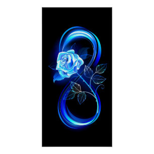 Póster Infinito brillante con rosa azul