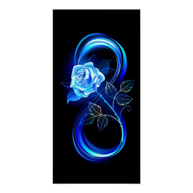 Póster Infinito brillante con rosa azul (Anverso)