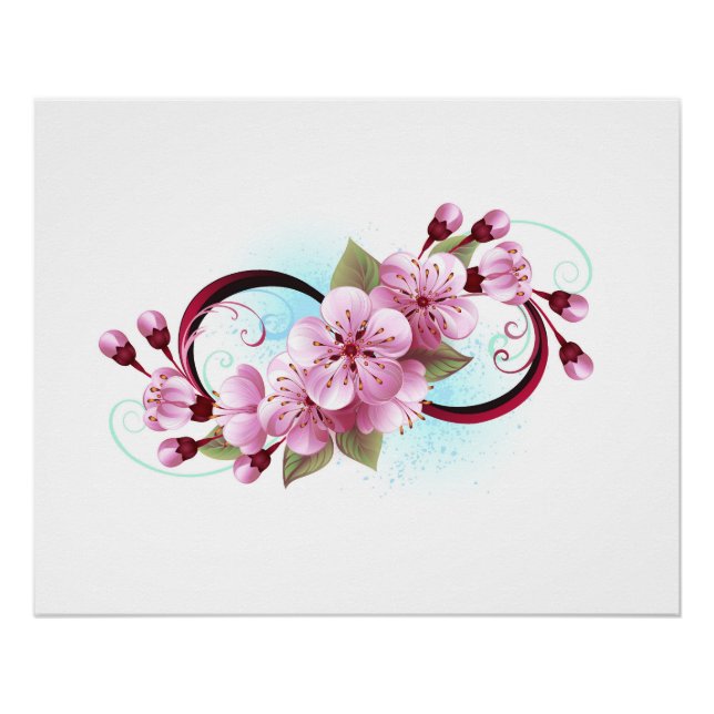Póster Infinito con las flores de flores de Sakura Blosso (Anverso)
