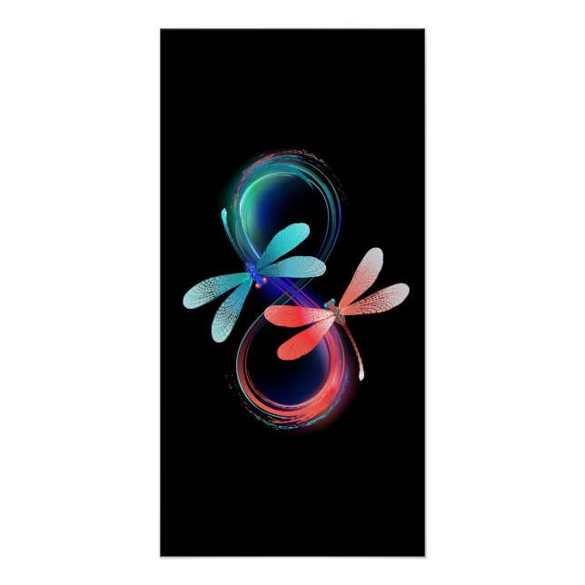 Póster Infinito con libélulas brillantes (Anverso)