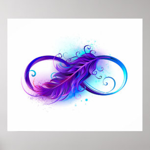 Póster Infinito con plumas púrpura