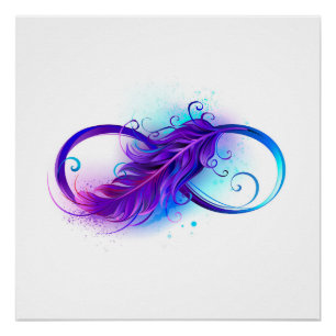 Póster Infinito con plumas púrpura