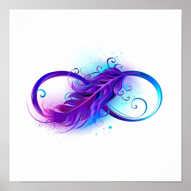Póster Infinito con plumas púrpura (Frente)
