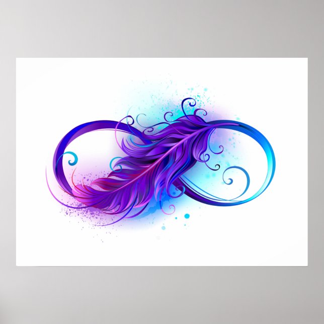 Póster Infinito con plumas púrpura (Frente)