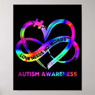 Póster Infinity Heart Love Autism Awareness No necesita p