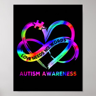 Póster Infinity Heart Love Autism Awareness No necesita p