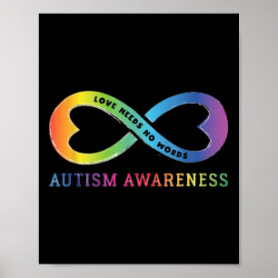 Póster Infinity Heart Love Autism Awareness No necesita p