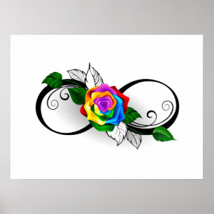 Póster Infinity Symbol with Rainbow Rose
