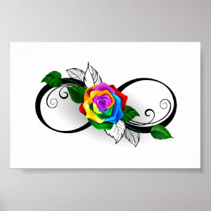 Póster Infinity Symbol with Rainbow Rose