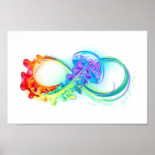Póster Infinity with Rainbow Jellyfish